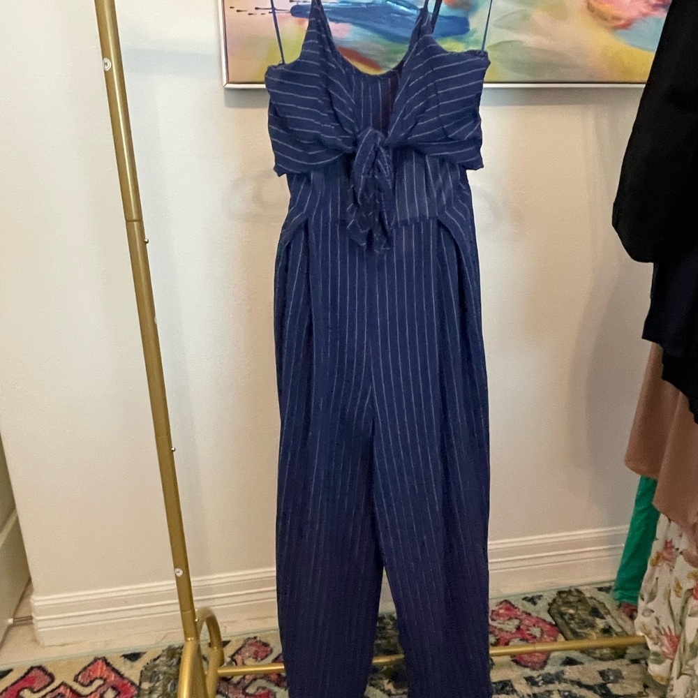Flying Tomato Navy Striped Jumpsuit Large summer lightweight vacation event